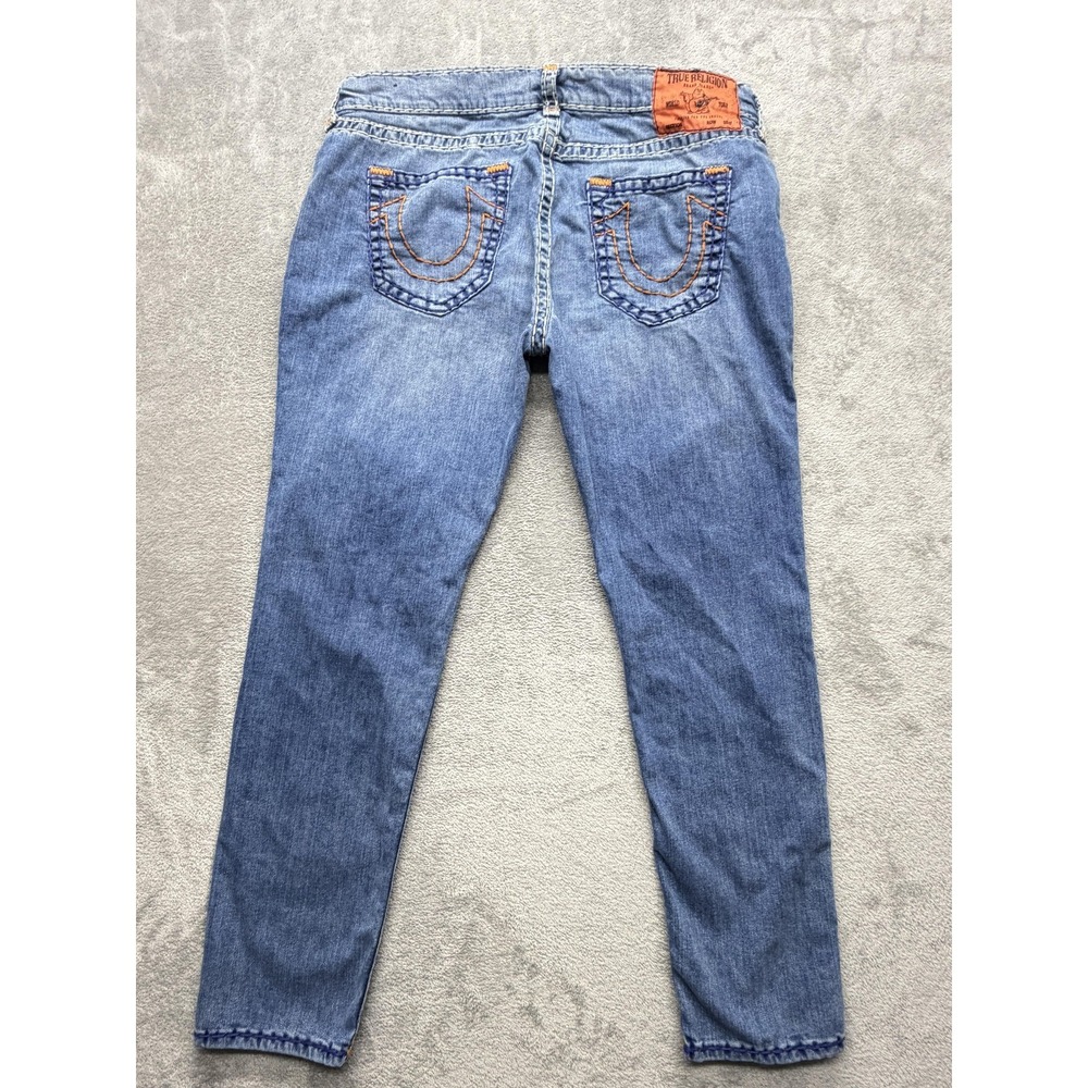 True Religion Jeans Mens Measured 39x31 Blue‎ Light Wash Rocco Relaxed Skinny - Picture 8 of 9